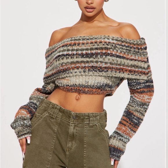 Fashion Nova Sweaters - Fashion Nova Multicolor Off-Shoulder Sweater